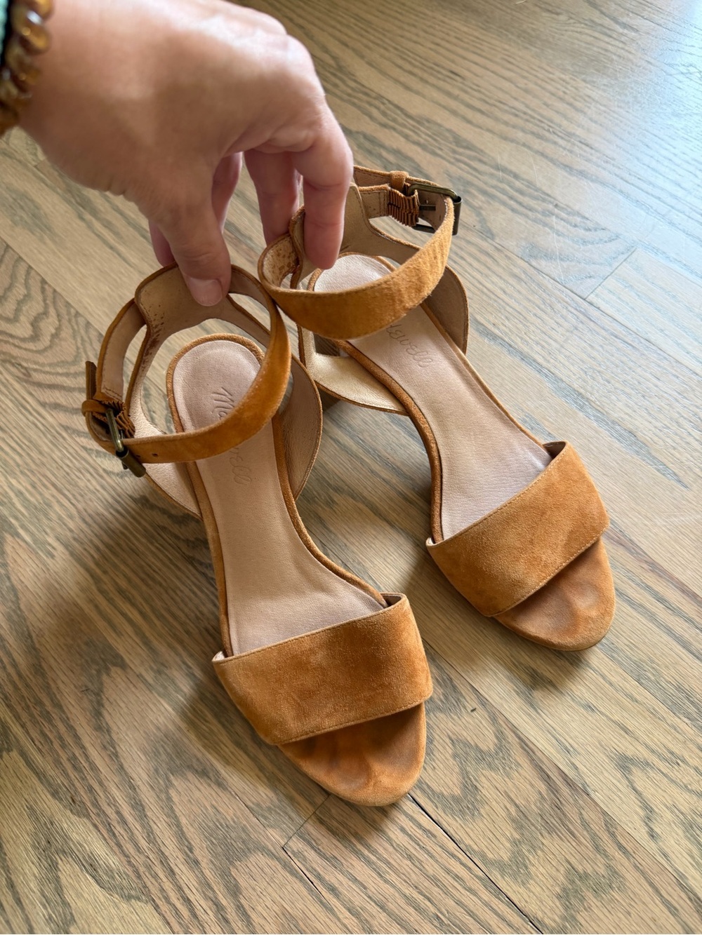Madewell Tan Suede Ankle-Strap Sandals